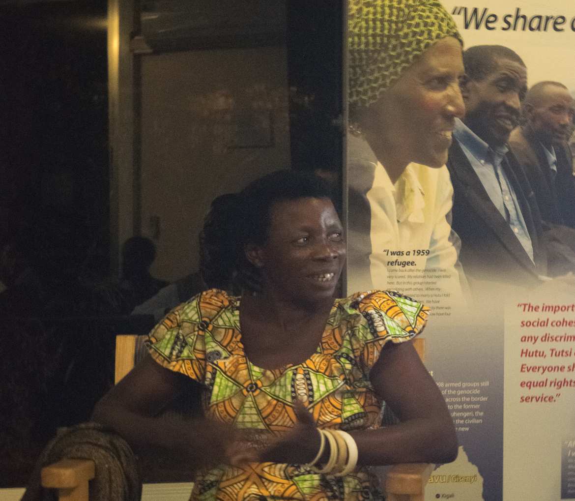 Genocide rescuer Josephine Dusaminama tells her story during Peace Week at the Rwanda Peace Education Programme.